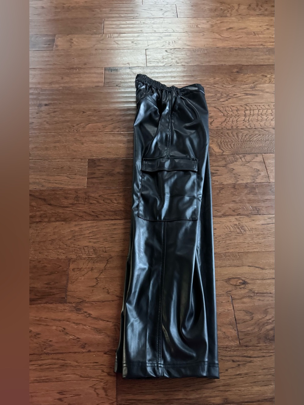 Hunter & Brown Black Faux Leather Cargo Pants